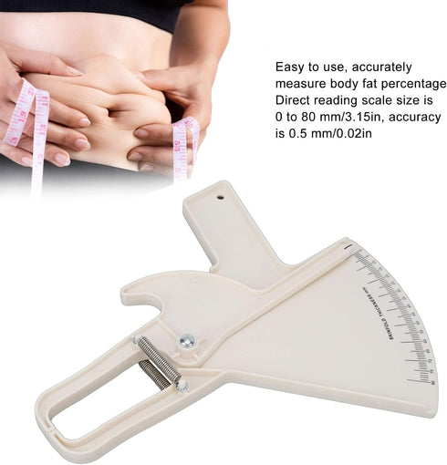 Body Fat Caliper, Professional Double Spring Skinfold Calipers and Body Fat Tape Measure Tool for Accurately Measuring Skin Fold Fitness(White)