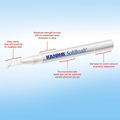 Kank-A Soft Brush Tooth Mouth Pain Gel, Maximum Strength, White, 0.21 Oz, Pack of 3