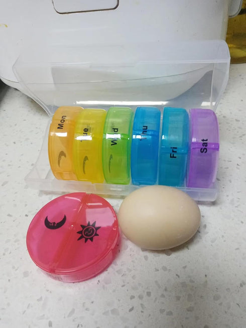 HoneyHu 7 2 Weekly Pill Organizer Day AM PM, Large Times a Day Vitamin Box with Extra Large Compartments, Leak Proof