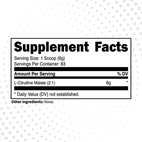Type Zero Clean L-Citrulline Malate 2:1 Powder Drink Mix - 500g Unflavored (83 Servings) - Keto Friendly