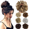 Lelinta Hair Bun Extensions - Wavy Curly Messy Donut Chignons Hair Piece - Black Brown Mix Bleach