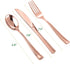 FOCUSLINE 75 Pack Rose Gold Plastic Silverware Set, 25 Forks, 25 Knives, 25 Spoons, Heavy Duty Disposable Cutlery