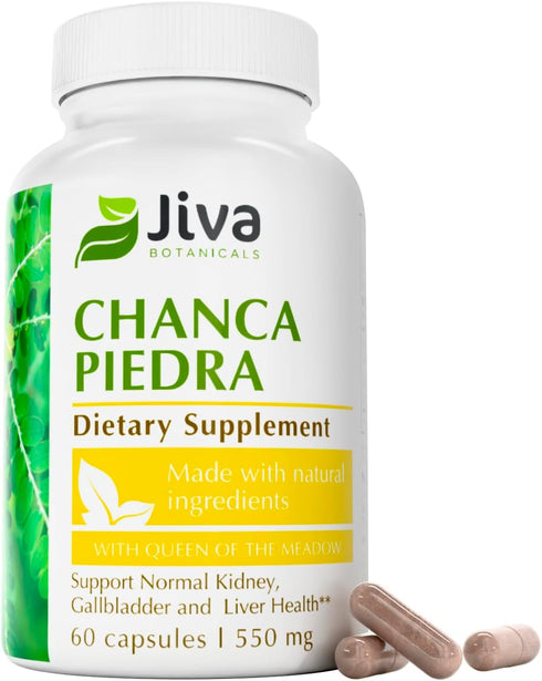 Jiva Botanicals Chanca Piedra Supplement - 550 mg per Serving, 500mg Extract with 50mg Queen of The Meadow, 2 Months