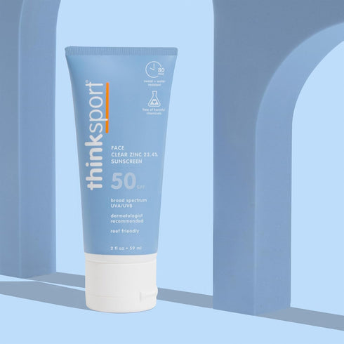 Thinksport Mineral Sunscreen, SPF 50, 2 Fl Oz - Clear Zinc Oxide, Water Resistant, Vegan Broad Spectrum