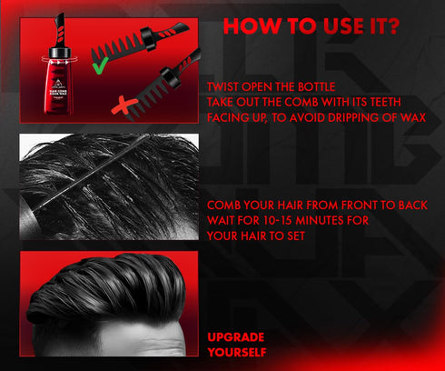 UrbanGabru Aqua Hair Comb Wax, 2-in-1 Men Hair Styling Wax for Strong Hold and Wet Look