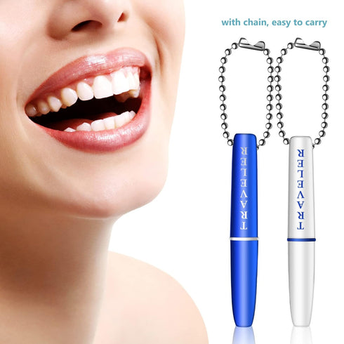 Healvian 2pcs Portable Dental Picks - Mini Travel Plaque and Tartar Remover with Chain for Oral Cleaning