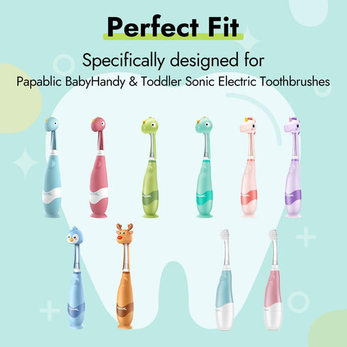 Papablic Replacement Toothbrush Heads, 2 Count, Compatible with Papablic BabyHandy & Toddler Sonic