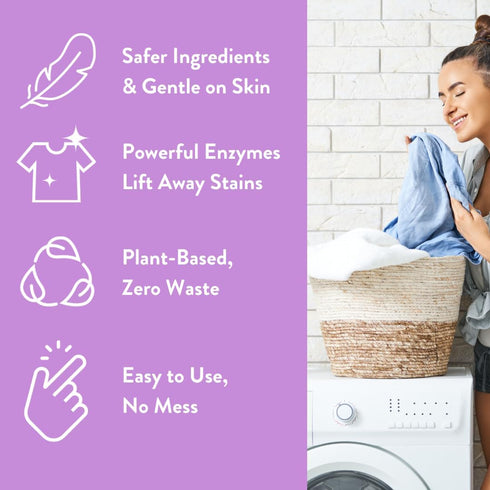 Molly’s Suds Laundry Detergent Sheets | Gentle on Sensitive Skin, Powerful Plant-Based Enzymes, Stain-Fighting | Liquidless & Plastic-Free Packaging | 120 Loads (Lavender)