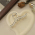 Metal Hair Claw Clips - Rhinestone & Artificial Pearls Claws, 4.4 Inch Silver Hair Clips for Women (3 Pack)