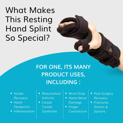Immobilizer BraceAbility Soft Resting Hand Splint - Stroke Brace Right or Left Hand for Finger Contractures