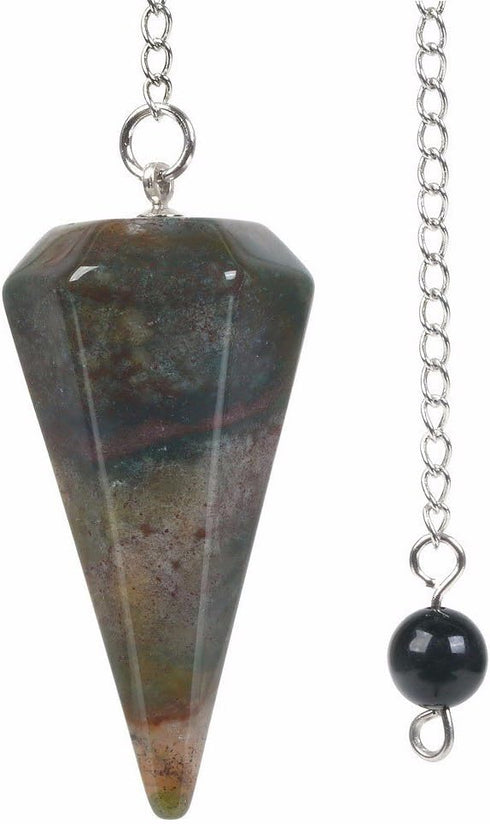 Natural Indian Agate Gemstone Rock Crystal Hexagonal Pointed Reiki Chakra Pendant