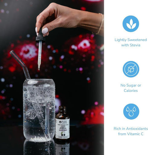 Pure Inventions Antioxidant Vitamin C + Electrolytes - Black Cherry - Water Infusion Drops - No Sugar or Calories - 30 Servings - 1 oz