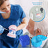 3 Pack Denture Bath Case Cup Holder Storage with Strainer Basket for Travel Cleaning (White, Blue, Light Blue)