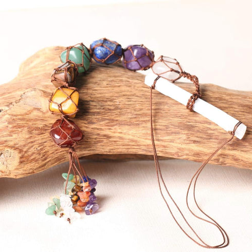 7 Chakra Stones Healing Crystals Hanging Ornament - Chakra Tassel Christmas Ornaments for Home Decoration