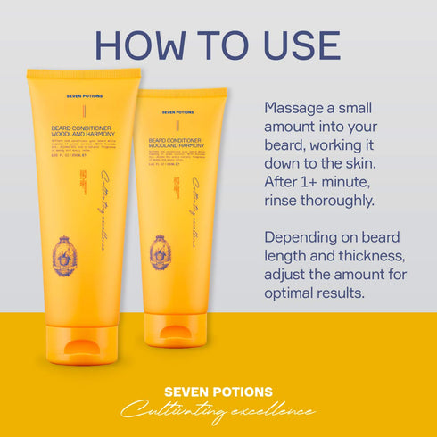 SEVEN POTIONS Beard Conditioner for Men, Natural Vegan Formula to Prevent Beard Itch & Dandruff - 8.45 FL OZ