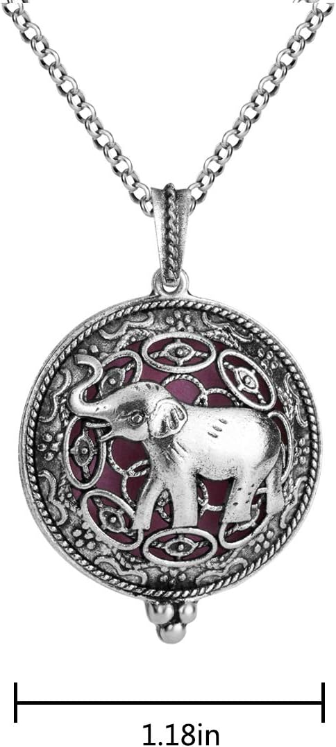 Set 316L Perfume(Style1) Essential Oil Diffuser Necklace Aromatherapy Oils Jewerly for Women Elephant Locket Pendant