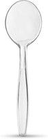 Plasticpro Clear Plastic Soup Spoons, Disposable Cutlery, Medium Weight Utensils, 50 Count