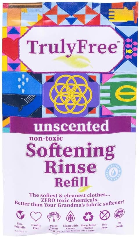 Unscented Softening Rinse Natural Fabric Softener - Plant-Based, Non-Toxic, Safe for Babies & Kids, 50oz Bottle