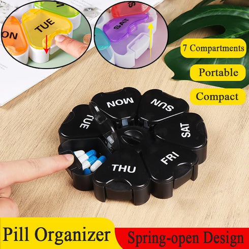 Wopanxye 7 Weekly Pill Organizer, Day Pill Box Daily Reminder, Portable Vitamins Case, Large Capacity Compartments