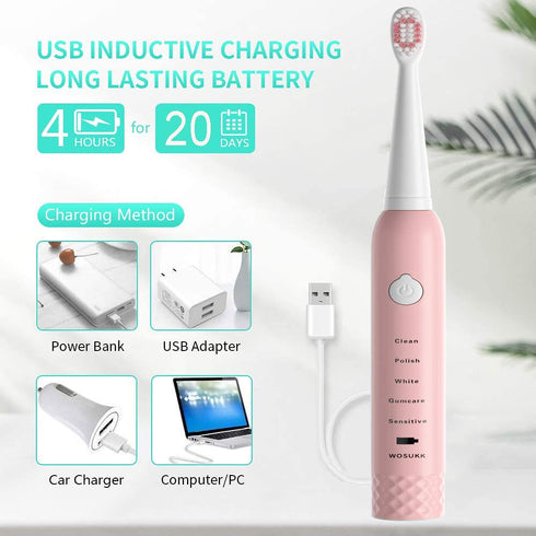 WOSUKK 2-Min 4 Kids Electric Toothbrushes for Adults Sonicare Electric Toothbrush Rechargeable Electrical Toothbrush