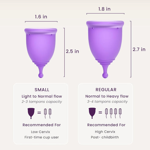 EcoBlossom Reusable Menstrual Cup Set - Medical Grade Silicone Period Cups, Comfortable Use for 12 Hours (2 Small Cups)