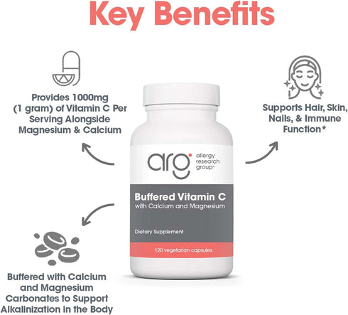 Allergy Research Group Buffered Vitamin C, 120 Capsules with Calcium Magnesium
