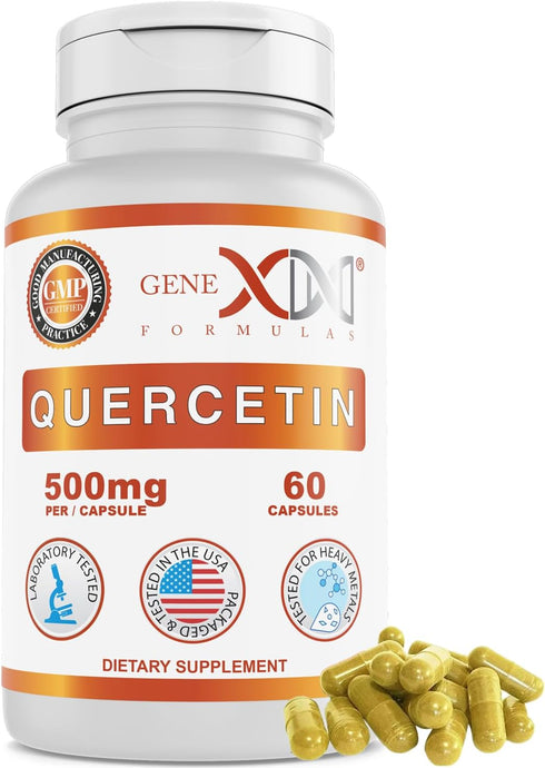 Genex Formulas Quercetin 500mg - 60 Capsules for Immune Support, Antioxidant & Allergy Protection, Non-GMO
