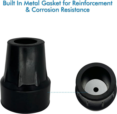 Replacement Cane Tips, 3/4 Inch, Black for Walking Canes