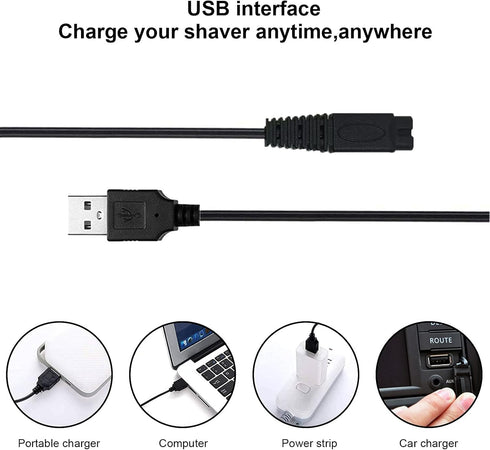 LINMEI Shaver Charging Cable and Replacement Heads, Compatible with Microtouch Solo Mens Shaver (4 Blades & 1 USB Cable)