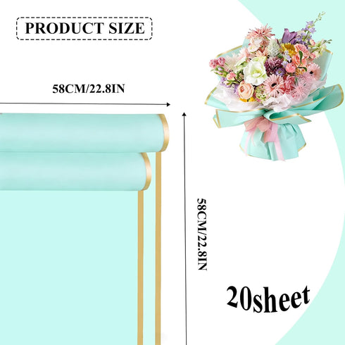 Jocomoni 20 Packaging 22.8x22.8 inch Sheets Flower Wrapping Paper, Waterproof Floral Bouquet Fresh Flower Wrapping