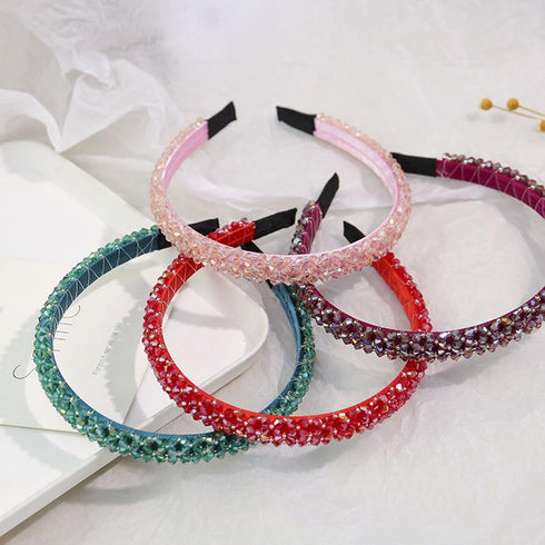 Ruihfas Fashion Sparkle Headbands - 4 Rows Crystal Rhinestone Beaded Hair Hoop Band (Navy)