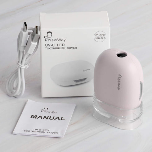 NewWay Pink Mini Toothbrush Cover, Rechargeable Travel Toothbrush Case with Holder for Household and Business Trip