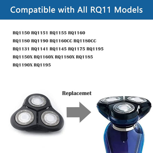 RQ11 Replacement Heads Compatible with Philips RQ11 Replacement 1150X 1160X 1170X 1180X, Compatible with Norelco Rq11 New Upgraded Electric Shaver 2D Models (1 Head)