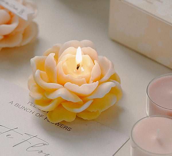 T-shin Jasmine Flower Shape Scented Candle,50G Multicolour Romantic Soy Wax Aesthetic Decorative Healing