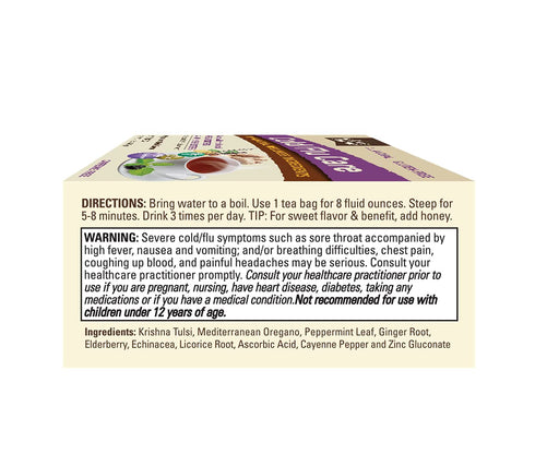 Nature's Jeannie Cold Care Tea - Peppermint Flavor - 9 Tea Bags with Zinc, Vitamin C, Elderberry & Natural Germ Fighters