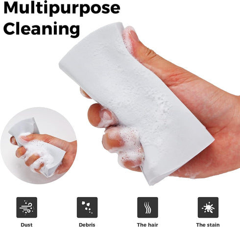 4-Pack Damp Clean Duster Sponge, Cleaning Brush for Blinds, Glass, Baseboards, Vents, Mirrors, and Faucets (Gray)