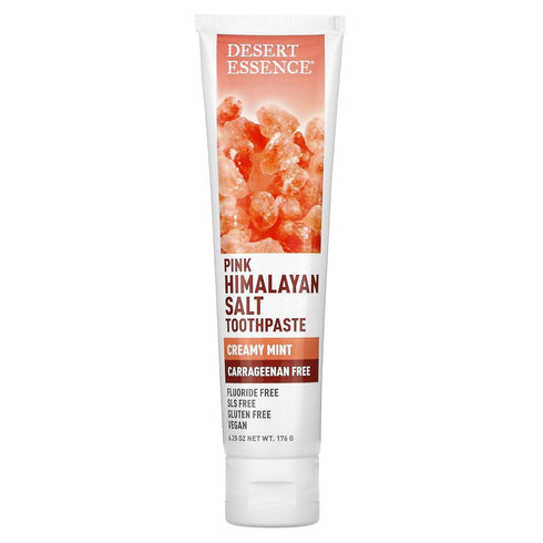 Desert Essence Pink Himalayan Salt Toothpaste, 6.25 Ounce, Creamy Mint, Complete Oral Care, Carrageenan Free