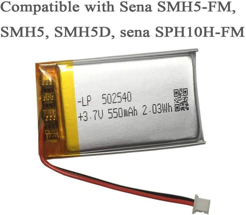 502540 Battery, 550mAh Replacement Battery for Sena SMH5 FM SMH5D Motorcycles Bluetooth Headset