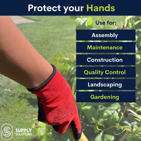 13 Gauge Polyester Shell with Latex Crinkle Palm Dipped Safety Work Gloves, 12 Pairs for Landscaping, Small