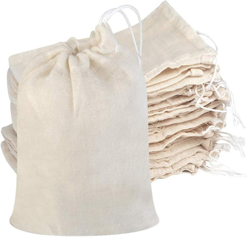 Tayfremn (3 4 Inches) Cotton Drawstring Bags, Reusable Muslin Bag Natural Cotton Bags with Drawstring Produce Bag Bulk