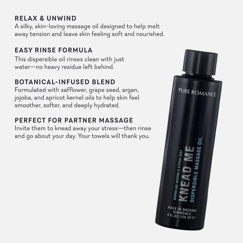 Pure Romance Knead Me - Easy Rinse Massage Oil for Relaxation