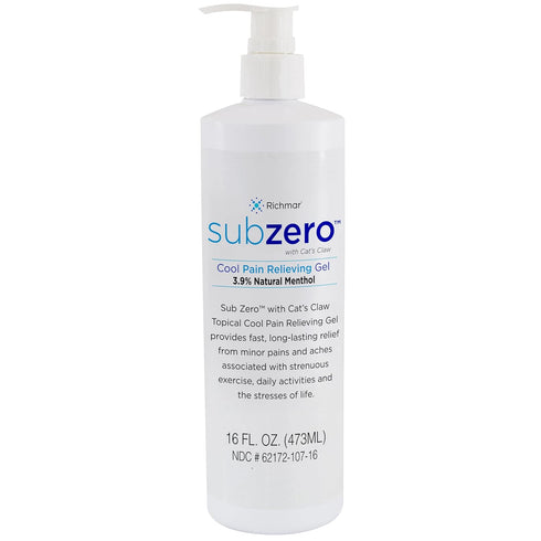 Sub Zero Cooling Pain Relief Gel, 16oz Bottle with Pump - Joint and Nerve Pain Relief Cream