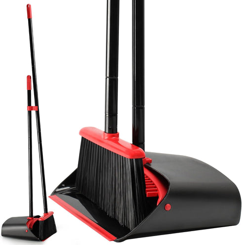 TreeLen Broom and Dustpan Set for Home, Upright Broom and Dustpan Combo Sweep Set