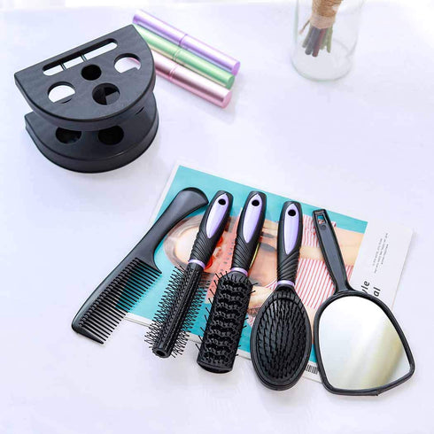 Zoestar 5Pcs Hair Brush and Comb Set, A-Purple, for Women and Men