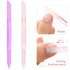 Sibba Glass Cuticle Pusher, 2x Double Sided Nail File, Professional Precision Manicure Stick for Women (Pink/Purple)