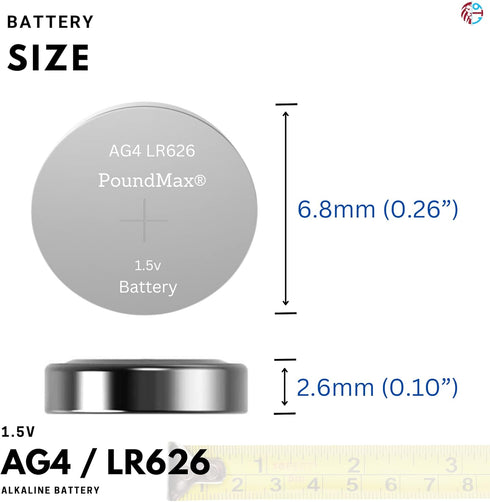 PoundMax AG4 LR626 1.5v 10 Count Batteries Alkaline Button Cell Battery