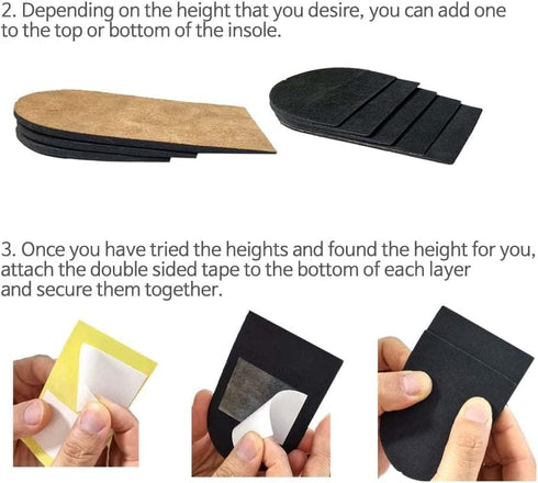 Adjustable Leg Length Discrepancy Heel Lifts Inserts Insoles - Pack of 2 (5 Layer Brown, Large)
