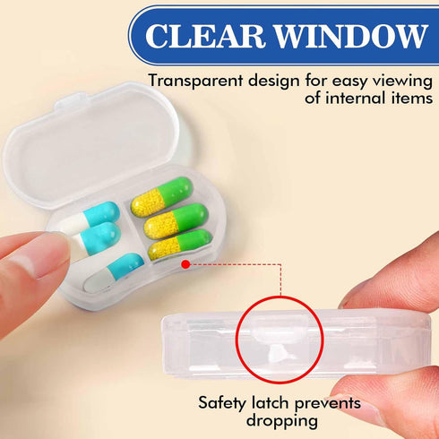 4PCS Pill Case for Purse, Small Portable Travel Daily Pill Organizer AM & PM Mini Vitamin Box Supplement Holder