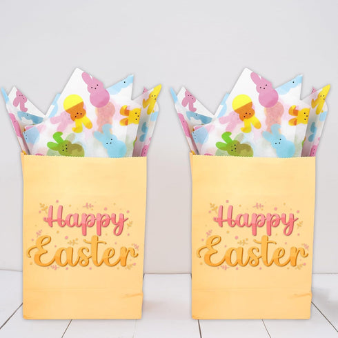 Whaline 100 Sheets Easter Tissue Paper, Pastel Bunny Rabbit Gift Wrapping Paper for Baby Shower Party
