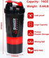 Protein Shaker Bottle, 16 oz Sports Water Bottle with Storage, Non-Slip 3 Layer Twist Off Cups & Pill Tray